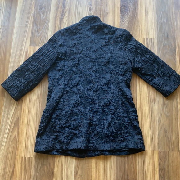 Eileen Fisher Jacket Textured Chenille Silk Black - Picture 2 of 6